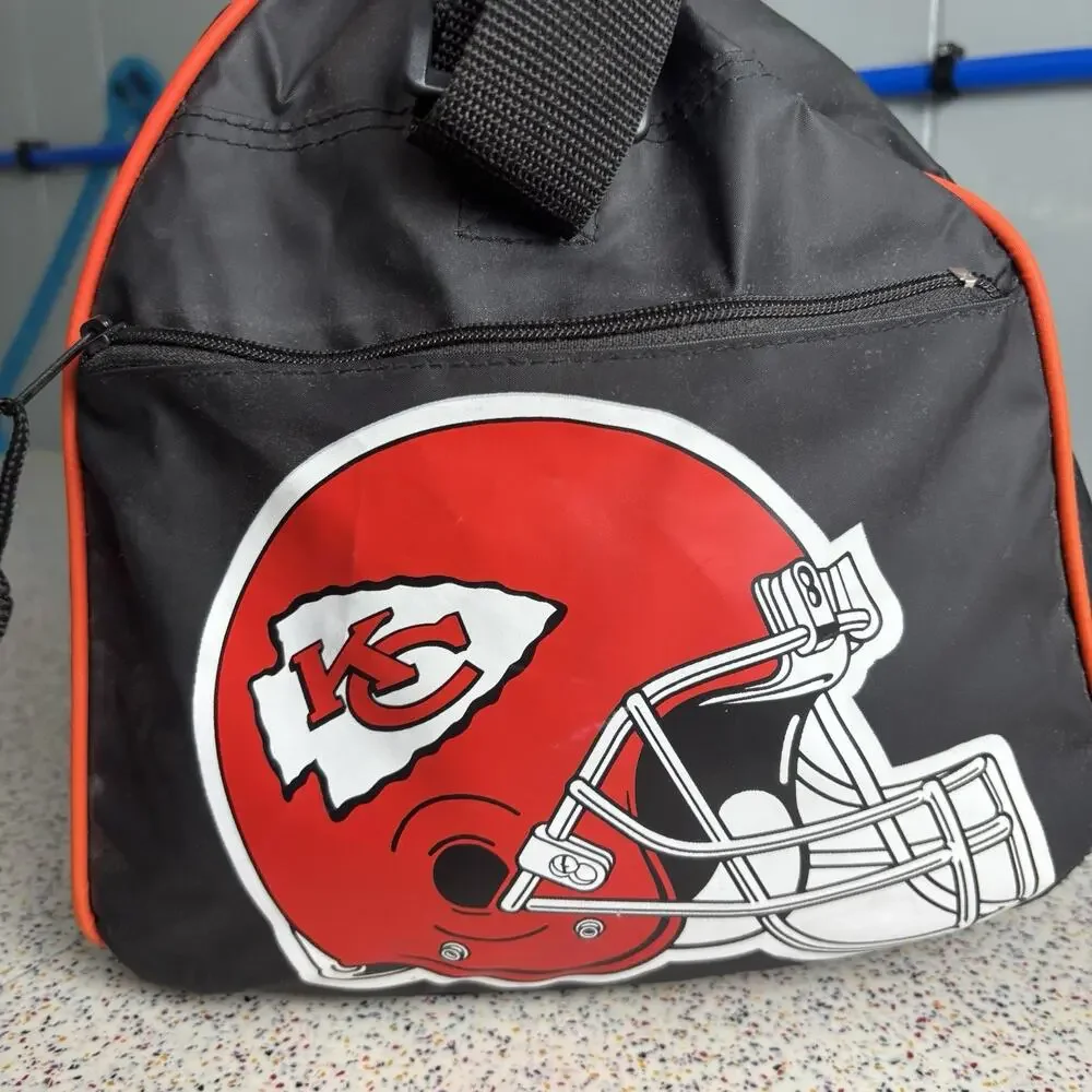 Vintage 90s KANSAS CITY CHIEFS Football Duffle Gym Bag Carry On Handle Strap NFL